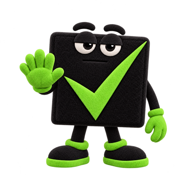 Mr. Check, Checkbox Media’s stoic mascot, holding up a hand for the stream countdown.